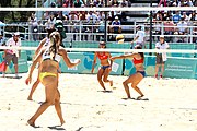 Deutsch: Beachvolleyball bei den Olympischen Jugendspielen 2018; Tag 9, 15. Oktober 2018; Mädchen, Viertelfinale: Puerto Rico-Russland 0–2 (12–21/10–21) English: Beach volleyball at the 2018 Summer Youth Olympics at 15 October 2018 – Girls Quarterfinals: Puerto Rico-Russia 0–2 (12–21/10–21)