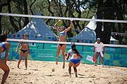 Deutsch: Beachvolleyball bei den Olympischen Jugendspielen 2018; Tag 8, 14. Oktober 2018; Mädchen, Achtelfinale – Mexiko-China 0:2 (15–21/16–21) English: Beach volleyball at the 2018 Summer Youth Olympics at 14 October 2018 – Girls Round of 16 – Mexico-China 0:2 (15–21/16–21)