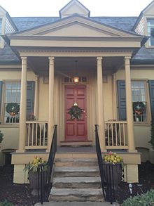 The front entrance of the mansion, decorated for the holiday season Belmont Estate Entrance.JPG