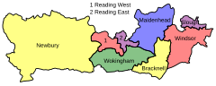 Map of parliamentary constituencies in Berkshire 1997-2010