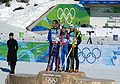 Biathlon men's 15 km mass start medalists at 2010 Winter Olympics.jpg