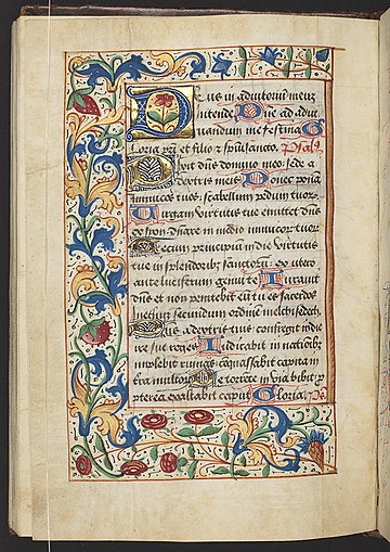 Book of Hours, Use of Carmel, f.66v (157 x 110 mm), ca.1511, Alexander Turnbull Library, MSR-11 (5530631509).jpg