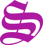 Logo (seit 1982; S-Versalie der Schriftart Manuskript-Gotisch in der Farbe HKS 33 (Veilchen))