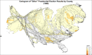 Cartogram of "Other" presidential election results by county.