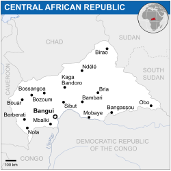 Location of the Central African Republic