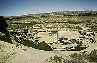 Pueblo Bonito, en el cañón del Chaco, vista general