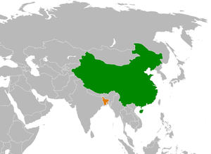 Mapa indicando localização de Bangladesh e da China.