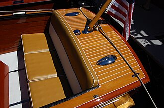 An example of a blonde deck of a Chris-Craft, called so because of the gold varnish. Chris-Craft blondedeck.jpg