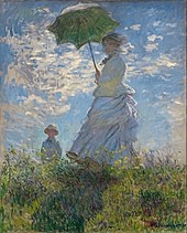 Claude Monet, Woman with a Parasol - Madame Monet and Her Son (Camille and Jean Monet), 1875, National Gallery of Art, Washington, D.C. Claude Monet - Woman with a Parasol - Madame Monet and Her Son - Google Art Project.jpg