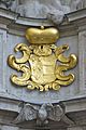 1171) Les armoiries des archiducs d'Autriche, Colonne de la Peste (Pestsäule), Vienne, Autriche. 9 mars 2012