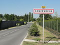 Concevreux (Aisne) city limit sign.JPG
