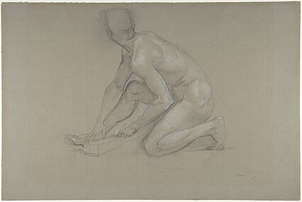 Figura desnuda masculina acuclillada, en el Museo Metropolitano de Arte, 1864–74.