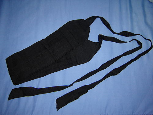 Black ottoman silk cummerbund, for black tie