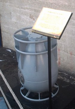 A U.S. Navy depth charge, used in WWII