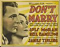 С Нилом Хэмилтоном[англ.] на лобби-карточке фильма «Не женись» (1928)