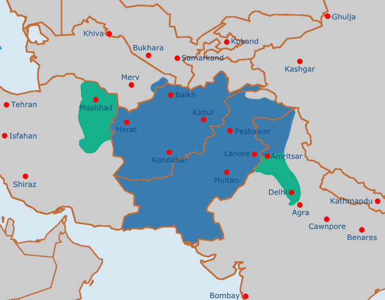 File:Durrani Empire 1747 1862 AD.png