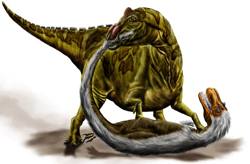 File:Edmontosaurus pounding Albertosaurus by durbed.jpg