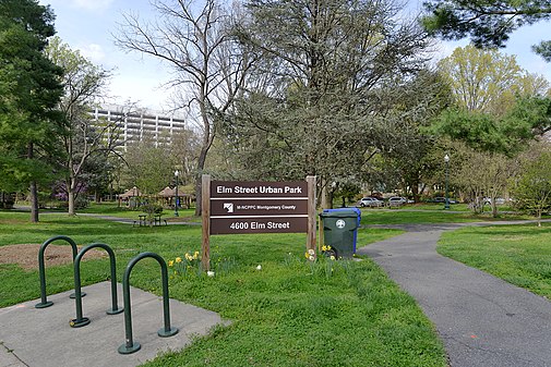 Elm Street Urban Park entrance, Bethesda, MD