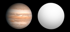 Сравнение размеров Юпитера и COROT-3 b