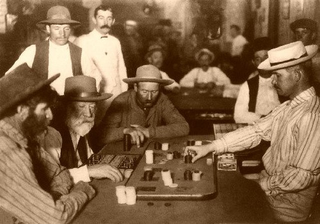 Miners playing faro in a saloon in 1895