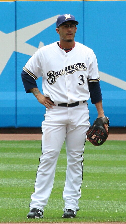 López playing for the Milwaukee Brewers in 2009.