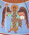 Fresco of archangel Uriel at a Russian Orthodox church
