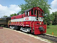 Green Bay and Western 106, a former Southern Pacific ALCO S-6 restored into GBW livery and used for museum excursions. GBW 106.jpg