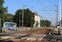 Rosiers-sur-Loire stasjon i 2012, utsikt mot Saint-Nazaire, fra planovergang 251.