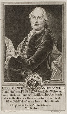 Georg Andreas Will, Stich von J. A. Joninger nach Johann Eberhard Ihle (Quelle: Wikimedia)