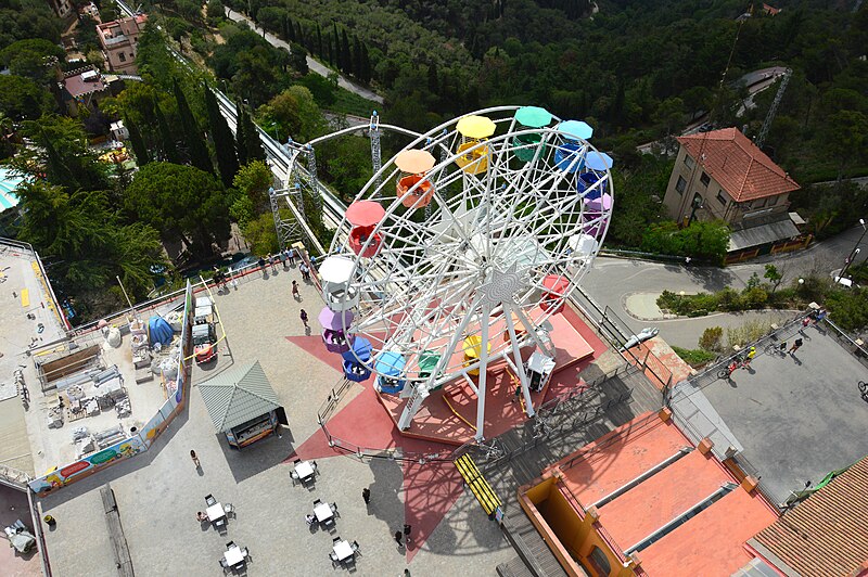 File:Giradabo ferris wheel from atop Talaia del Tibidabo, Barcelona, 2023.jpg