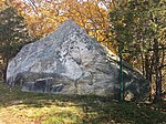 Large boulder (glacial erratic) at Big Y parking lot on Stonington Road Glacial Erratic on Stonington Road, Mystic, CT.jpg