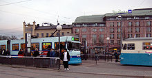 Straßenbahnzüge auf dem Drottningtorget (2004)