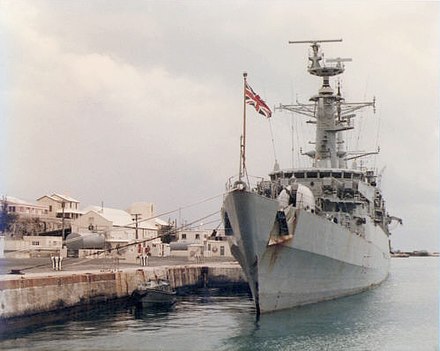 HMS Ambuscade at the Royal Naval Dockyard in 1988
