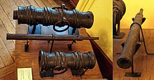 Two views of a hand culverin and two small cannons from the 15th century. HandCulverinWithSmallCannonsEurope15thCentury.jpg