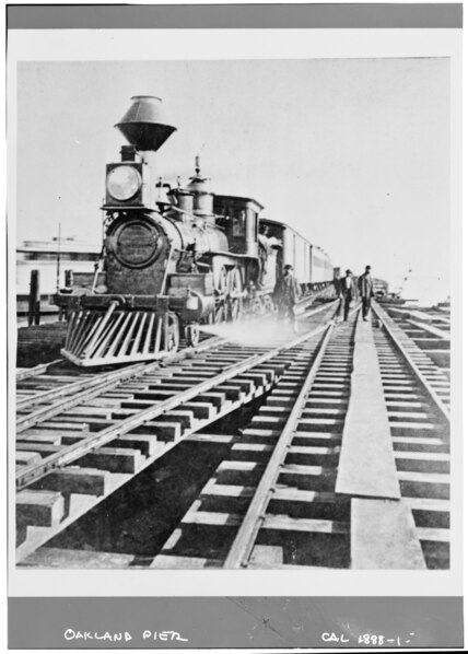 File:Historic American Buildings Survey Southern Pacific RR Coll. About 1869 Oakland Point Pier - Used by First Central Pacific Train to Enter Oakland - November 8, 1869 - Southern HABS CAL,1-OAK,1-2.tif