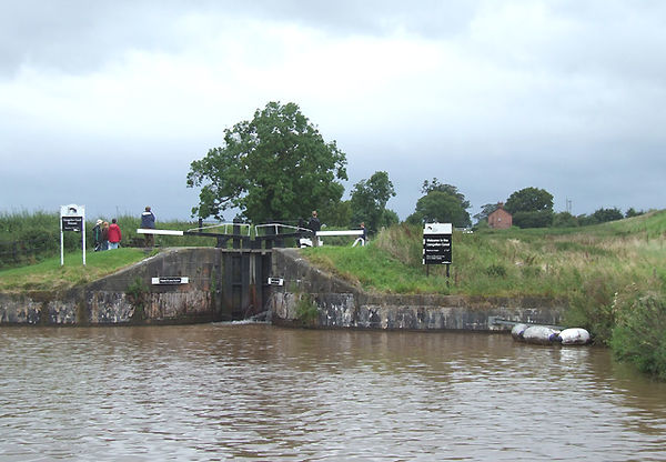 The Llangollen Canal begins here with a flight of four locks raising the water level more than 34 feet (10 m) from the Shropshire Union.