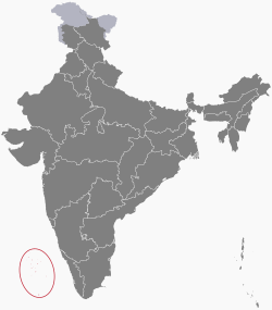 A Lakshadweep -szigetek elhelyezkedése