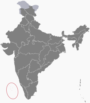The map of India showing लक्षद्वीप