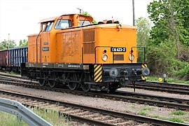 ehemalige DR 106 623 als ITL 345 283 bei der Hafenbahn Dresden (2022)