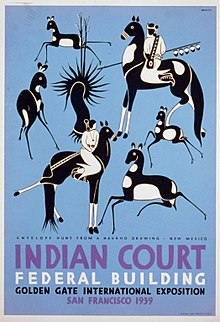 WPA Poster Indian court, Federal Building, Golden Gate International Exposition, San Francisco, 1939 LCCN98518807.jpg