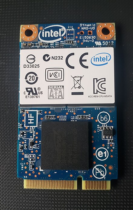 An Intel mSATA SSD