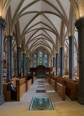 The Temple Church in London, England as viewed from the Round.