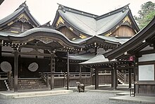 Ise Jingu, a Shinto shrine begun in the 7th century, surrounded by white gravel IseShrine.jpg