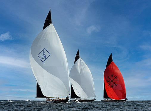 J Class Yachts "Velsheda", "Topaz" and "Svea" race in Newport RI