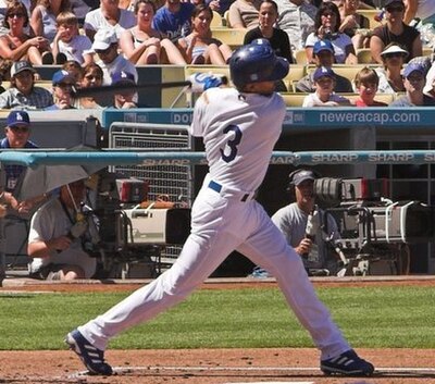 Lugo batting for the Los Angeles Dodgers in 2006