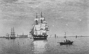 Julius Huth - Dänisches Vollschiff auf der Reede vor Helsingör.jpg