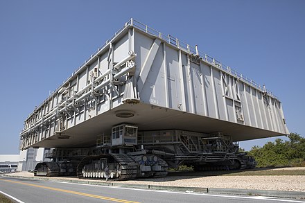 The Mobile Launcher Platform-1 on top of a crawler-transporter