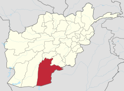 Map of Afghanistan with Kandahar highlighted