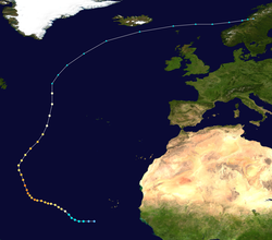 Parcours de l'ouragan Karl