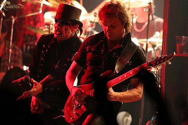 King Diamond (left) and Andy LaRocque (right) performing in Moscow, 2006